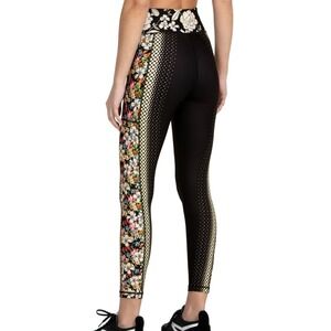 Johnny Was JW Leggings Womens S Small Black Floral Boho Ankle Stretch Athleisure